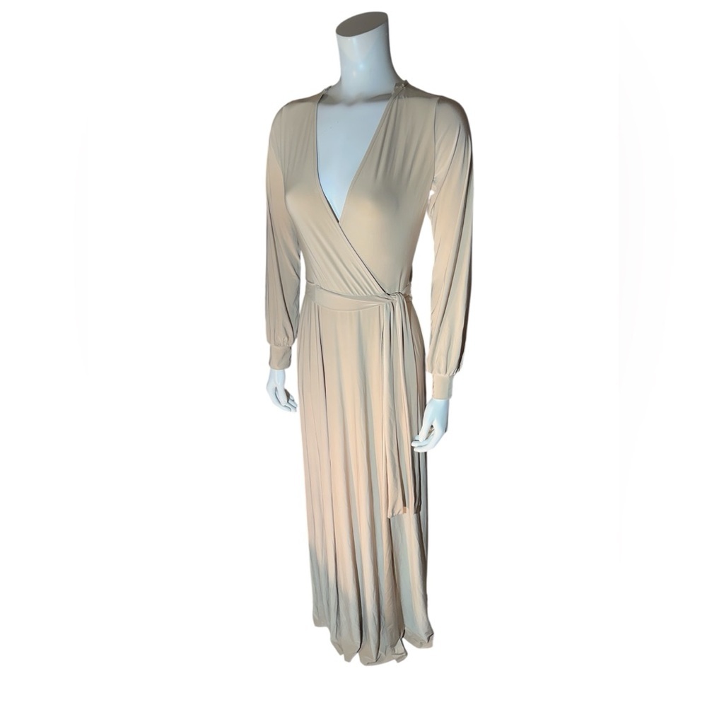Naked Wardrobe Beige Wrap Maxi Dress